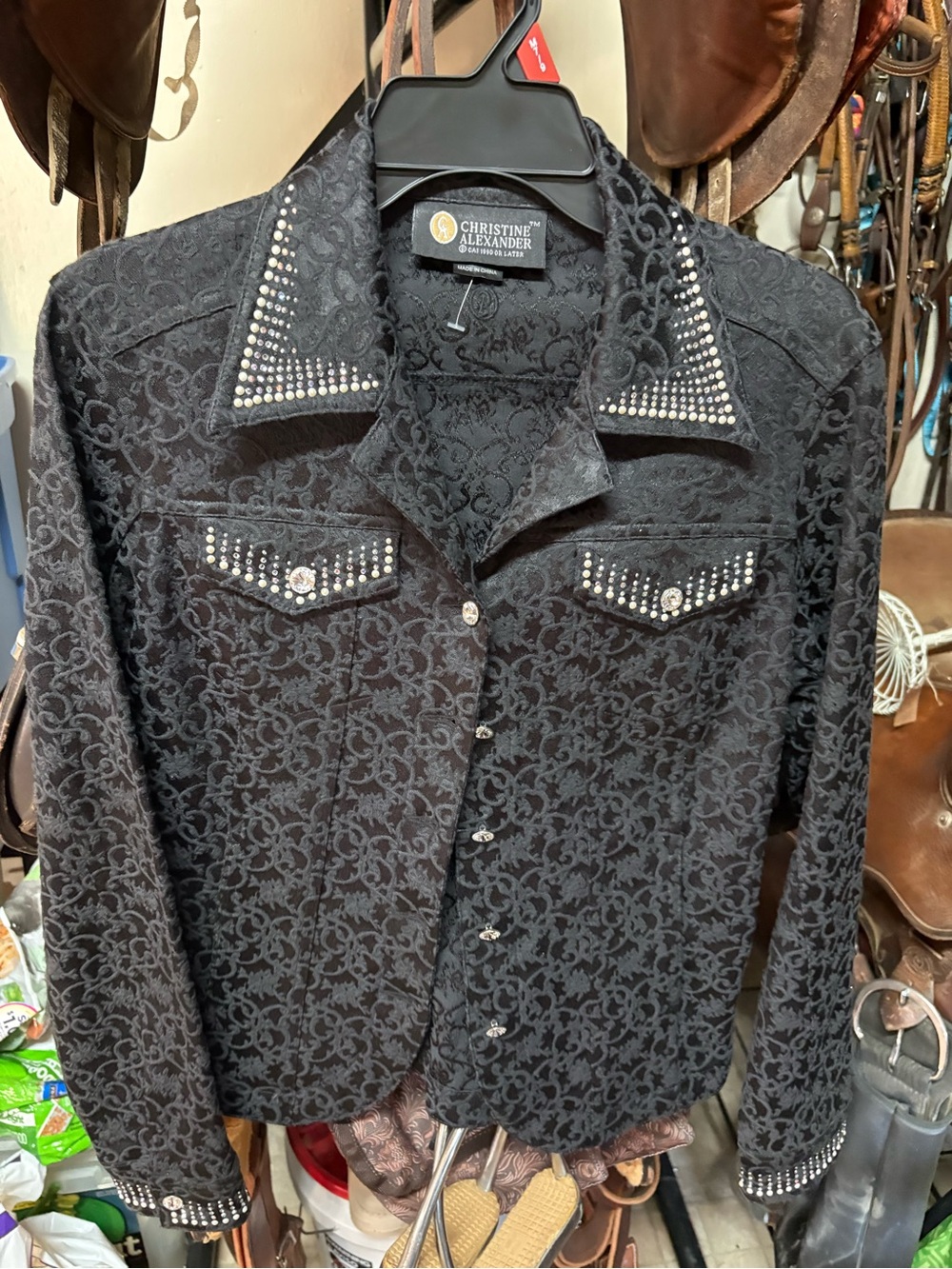 Christine Alexander Black Studded Western jacket